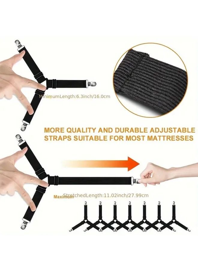 4pcs Black Adjustable Elastic Bed Sheet Clips Secure Fit for Wrinkled Bedding - Image 3